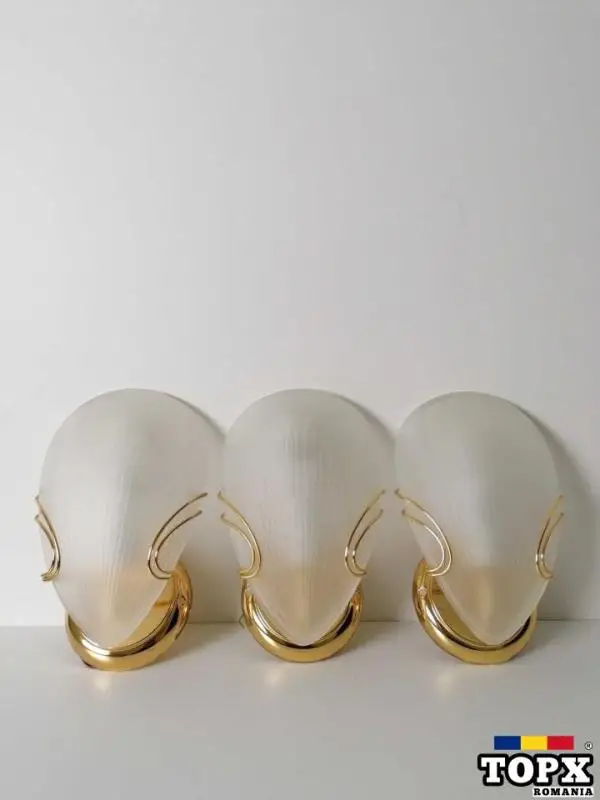 3 Aplice Art Deco  Hollywood Regency  sticla de Murano  vintage