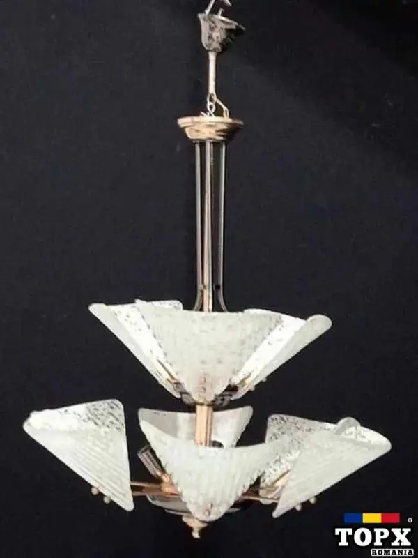 Lustra  candelabru  Art Deco  sticlă Murano  vintage