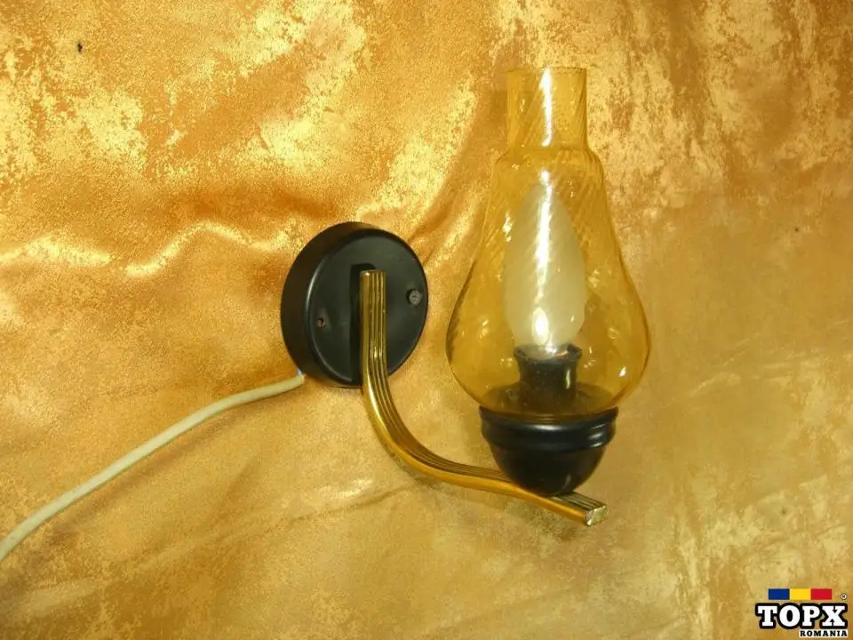 Aplica electrica Art Deco alama  sticla ambra  vintage