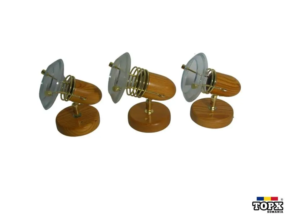 Set 3 aplice perete MCM Art Deco  lemn  Space Age  spoturi  vintage