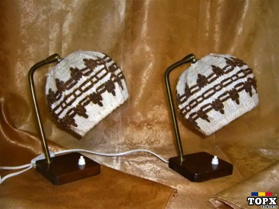 Set veioze Art Deco lemn  alama  lana  colectie  cadou  vintage