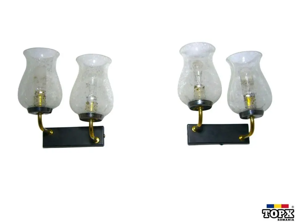 Aplice Mid Century Modern  Art Deco  alamă  sticlă Murano  vintage