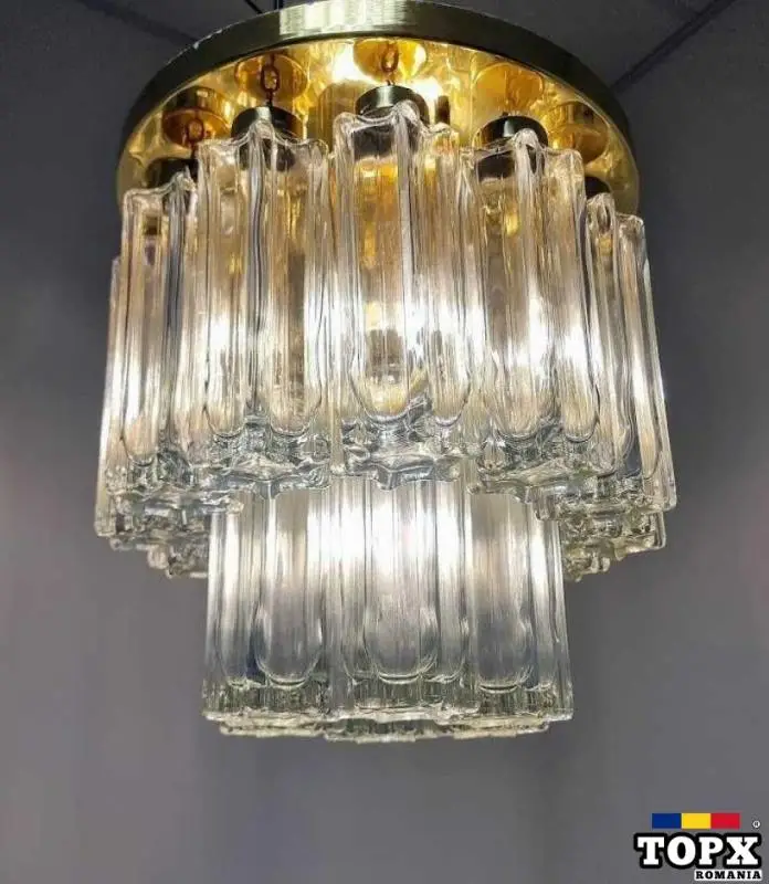 Plafoniera MCM Art Deco  Limburg  alamă  sticlă  unică