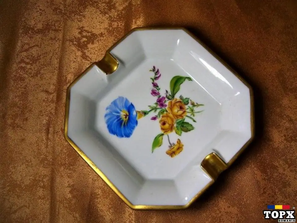 Scrumiera mare portelan Limoges pictata manual cadou vintage