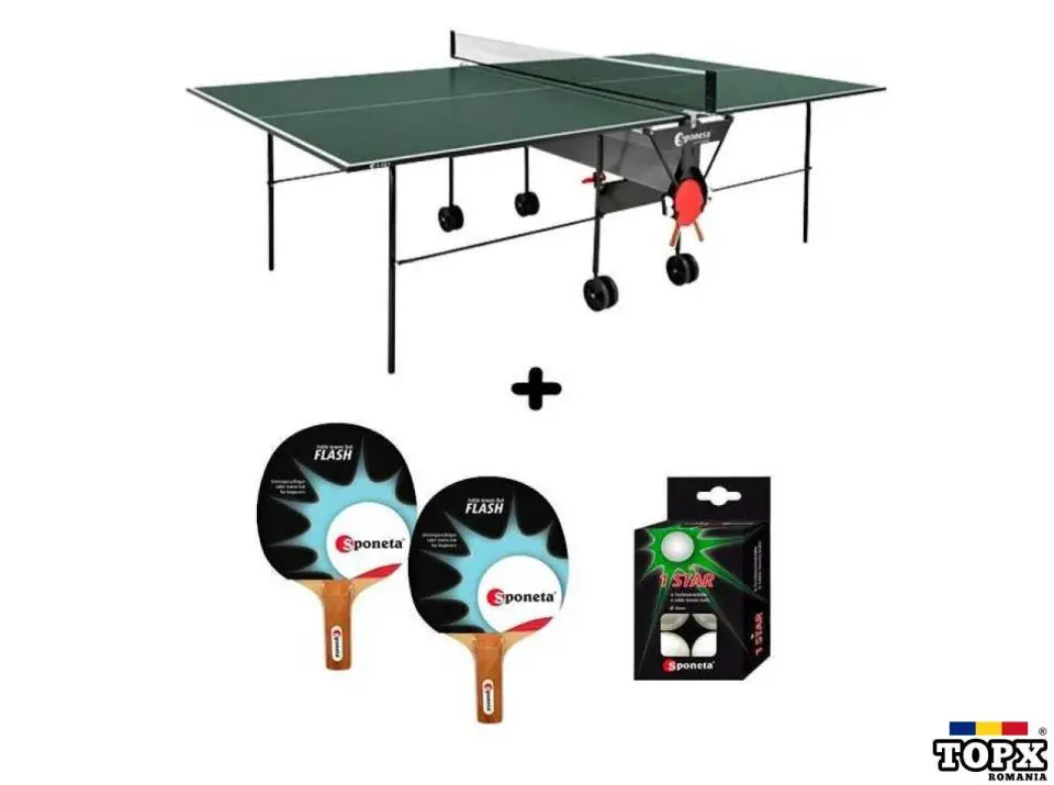 Masa tenis Sponeta S1-12i  interior pliabila  verde cu fileu  Sponeta