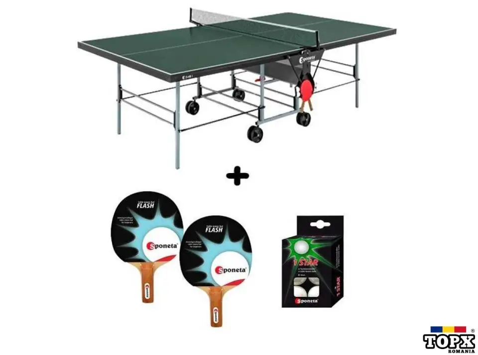 Masa tenis Sponeta S3-46i  interior  pliabila  verde cu fileu Sponeta