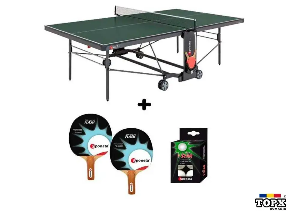 Masa tenis Sponeta S4-72i  interior  pliabila  verde cu fileu Sponeta