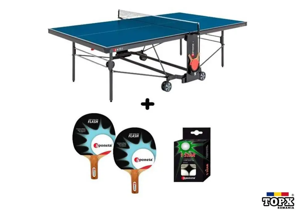Masa tenis Sponeta S4-73i interior pliabila cu fileu albastru Sponeta