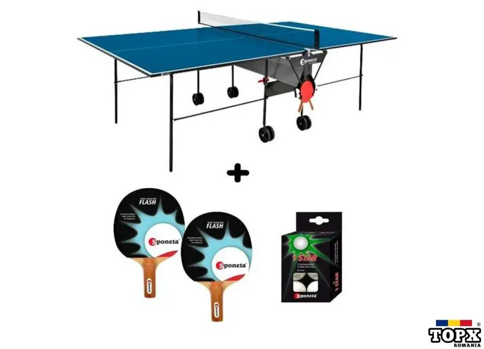 Masa tenis SponetaS1-13i  interior pliabila albastru cu fileu Sponeta