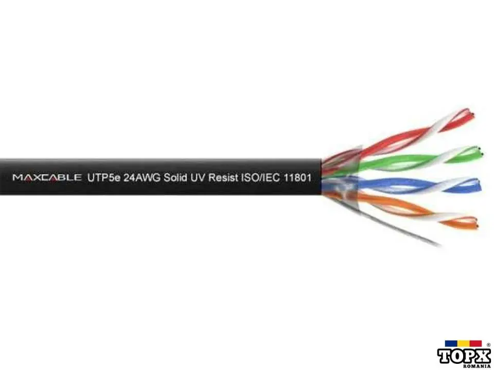 Cablu UTP CAT5E Maxcable CCA Cu Protectie UV Pentru Exterior