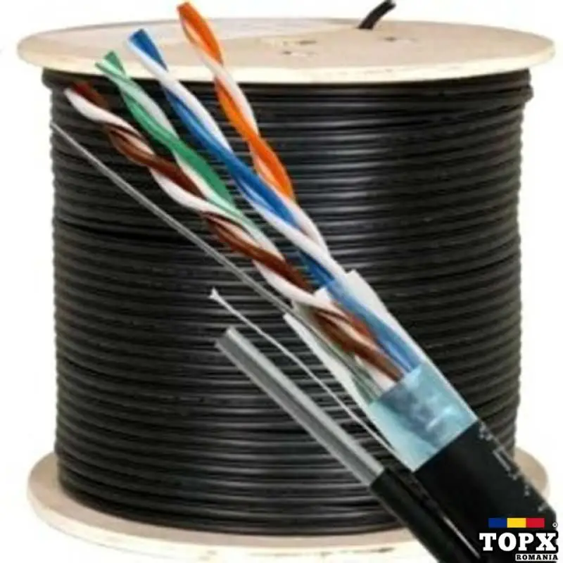 Cablu FTP CAT5E Cu Sufa 0.52mm Cupru Tambur 305m