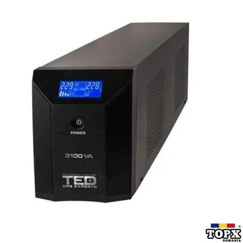 UPS 3100VA / 1800W LCD Cu Stabilizator 3 Iesiri Schuko