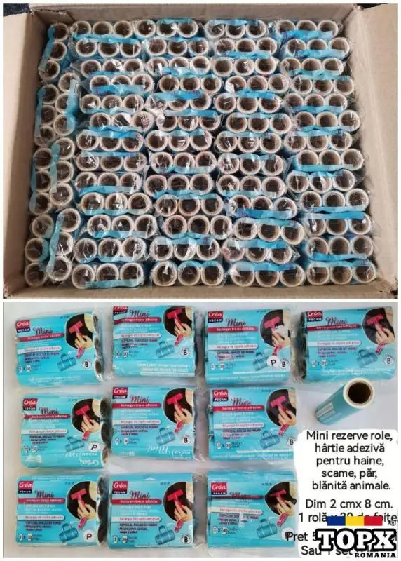 Mini rezerve role hartie adeziva pentru haine scame par blana animale