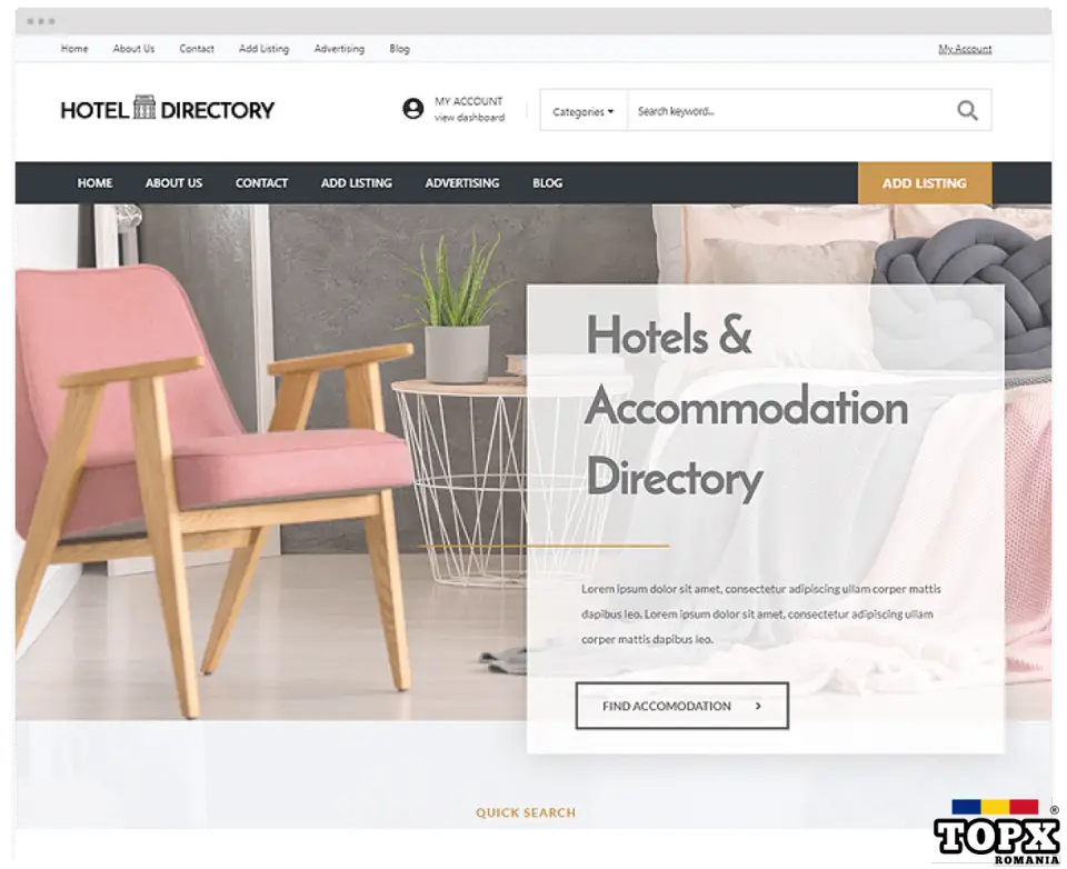 Site web pentru hotel sau pensiune