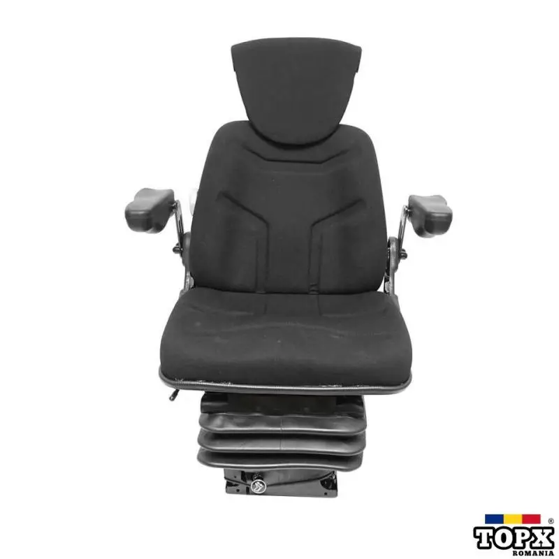 Scaun pentru tractor negru reglabil cu cotiera tetiera si suspensie