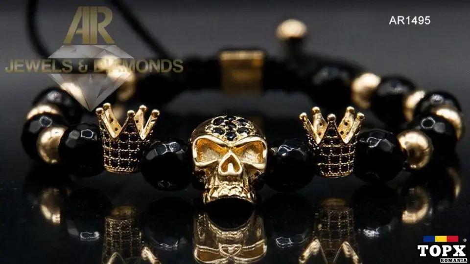Bratara Aur 14 K model nou Skull Collection ARJEWELS(AR1495)