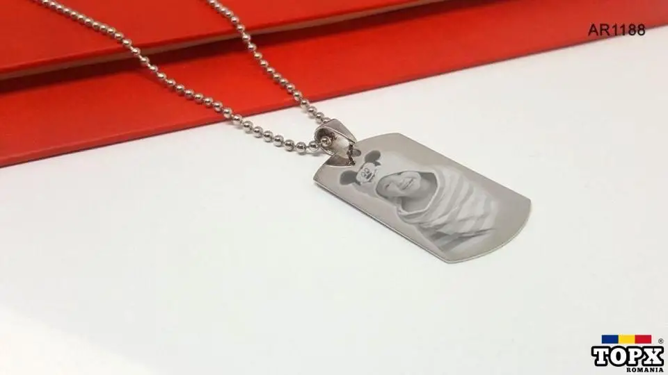 Lantisor Colier Aur Alb 14 K cu pandantiv tip Army (AR1188)