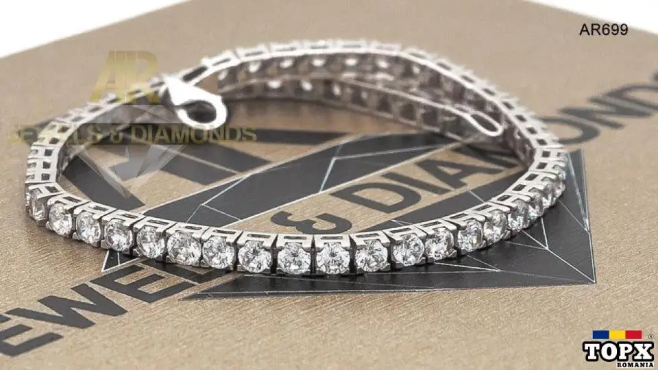 Bratara Tennis Aur Alb 14 K model Unisex disponibil pe stoc AR699