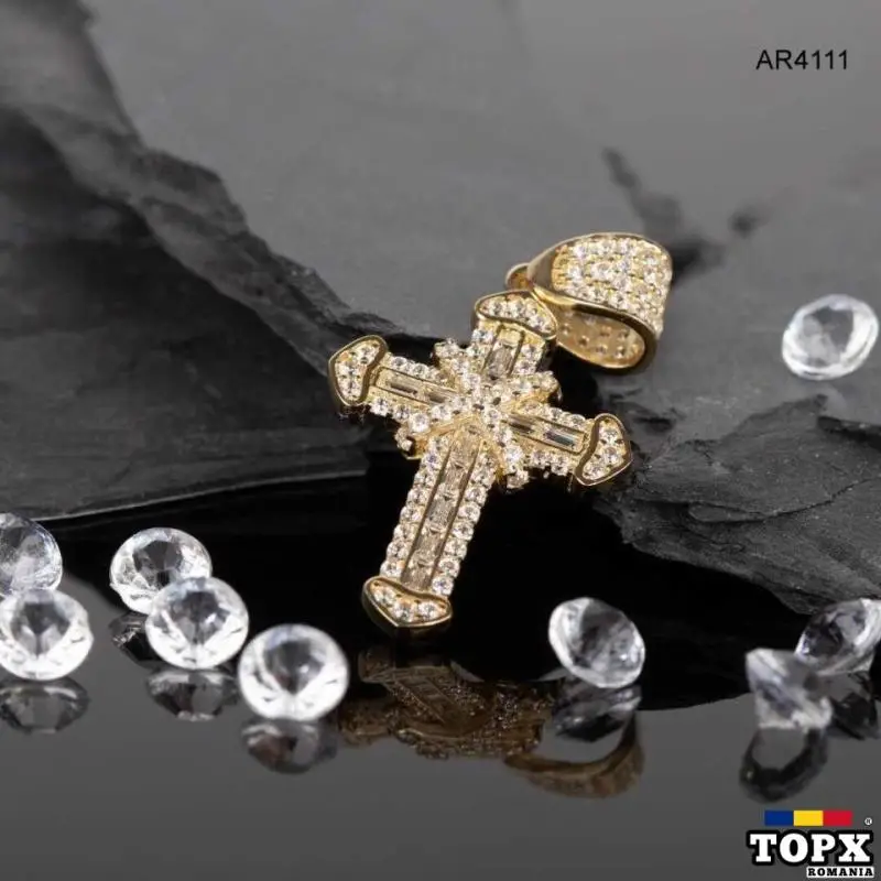 Pandantiv Aur 14K cruce aur galben 3 5cm x 2cm [AR4111] model ARJEWELS