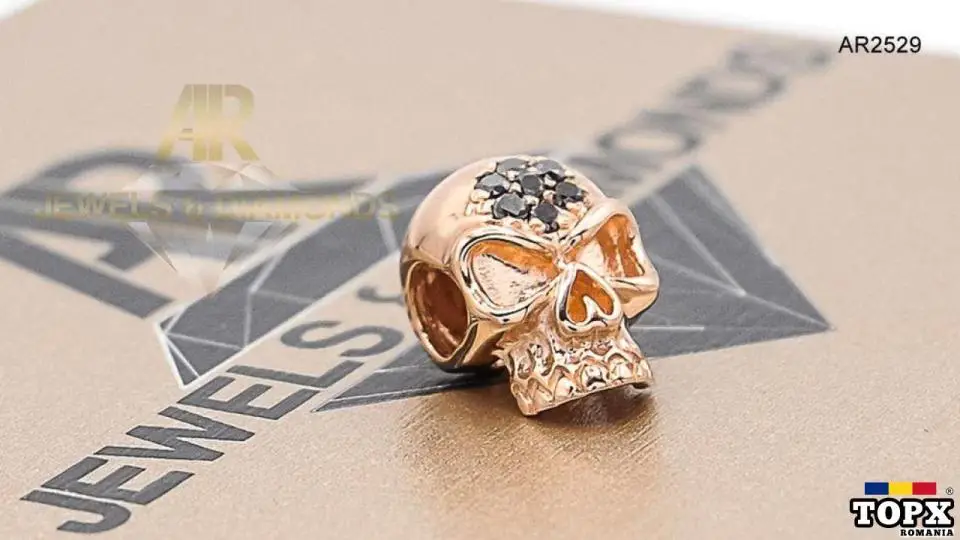 Pandantiv Aur 14 K Rose cu Diamante Negre model nou ARJEWELS(AR2529)