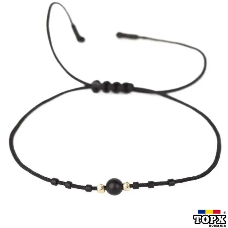 Bratara aur cu snur reglabil  AR4120  cu bilute din aur 14K ARJEWELS