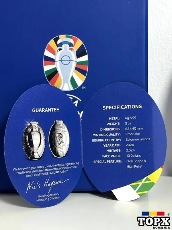 Trofeu UEFA EURO Germania 2024 - 3 OZ - MONEDĂ din ARGINT