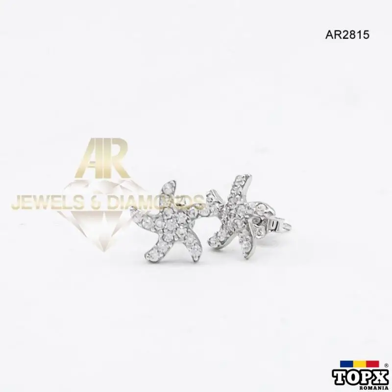 Cercei Aur Alb 14K model nou AR JEWELS(AR2815)