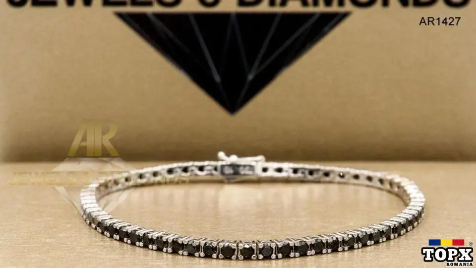 Bratara Tennis Aur Alb 18 K cu Diamante Negre 5.6 CRT (AR1427)