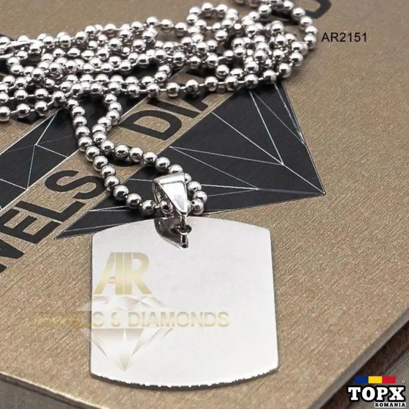 Lantisor Aur Alb 14 K cu pandantiv tip Army model ARJEWELS(2151)