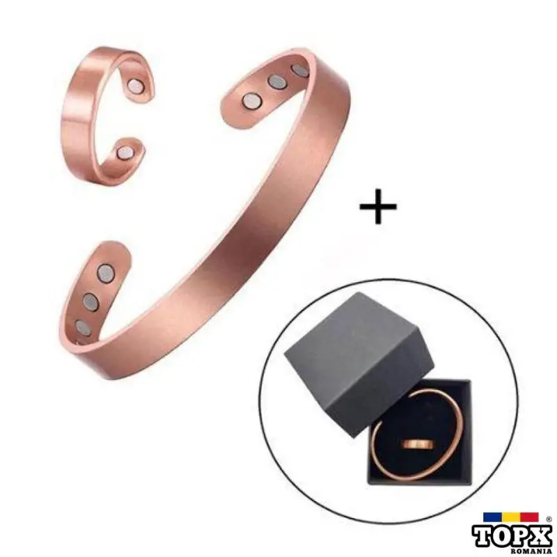 Bratara din cupru cu magneti si inel