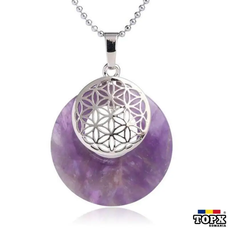 Pandantiv ametist floarea vietii