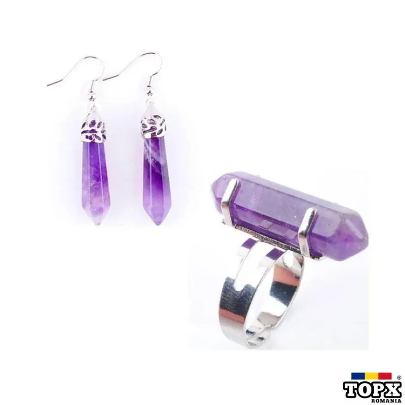 Cercei si inel din ametist