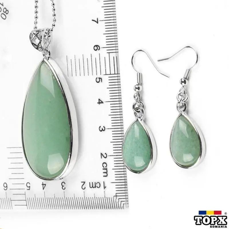 Cercei si pandantiv aventurin, picatura