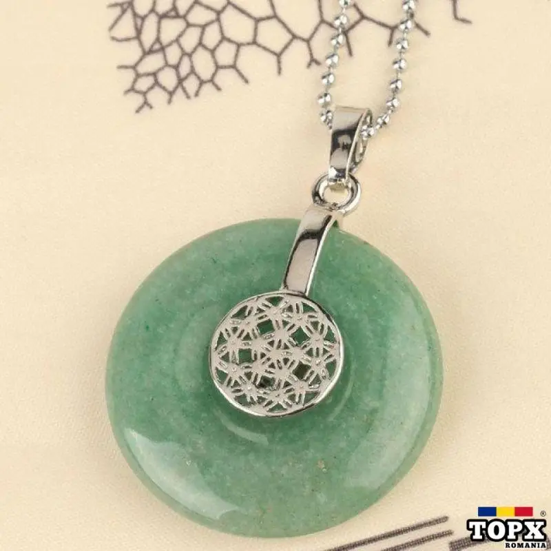 Pandantiv aventurin cu floarea vietii